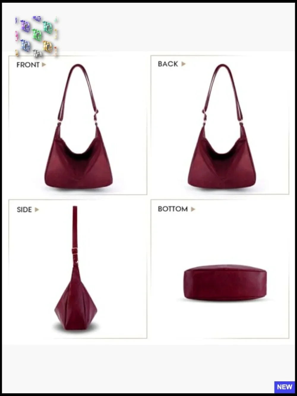 Vegan Leather Hobo Bag Crossbody Slouchy Shoulder Tote Laptop Purse